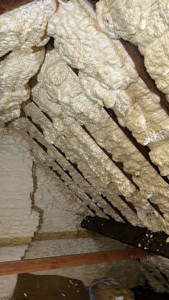 Spray foam covering the rafters, Poole, Dorset